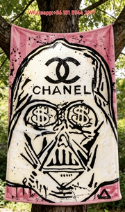 Chanel Darth Vader Dollar Eyes Graffiti Flannel Throw Blanket IMG_6937